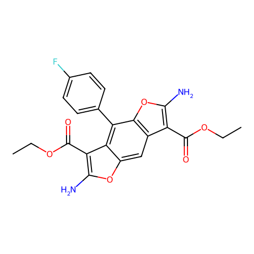 Diethyl 2,6-diamino-4-(4-fluorophenyl)furo[2,3-f][1]benzofuran-3,7-dicarboxylate structure