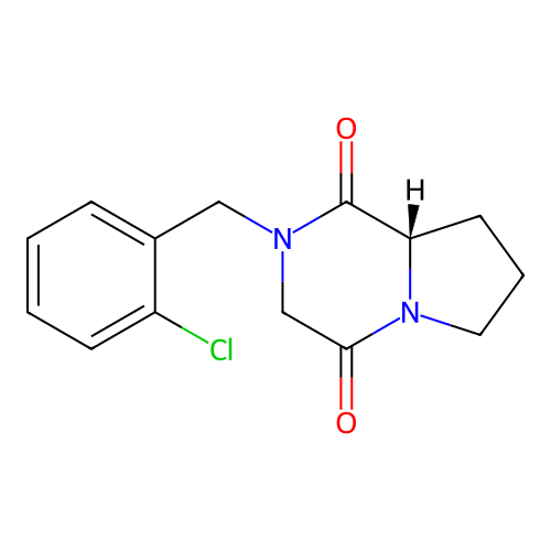(S)-2-(2-chlorobenzyl)hexahydropyrrolo[1,2-a]pyrazine-1,4-dione structure