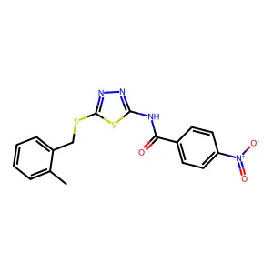 N-(5-{[(2-Methylphenyl)methyl]sulfanyl}-1,3,4-thiadiazol-2-yl)-4-nitrobenzamide structure