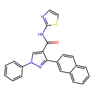 3-naphthalen-2-yl-1-phenyl-N-(1,3-thiazol-2-yl)pyrazole-4-carboxamide structure