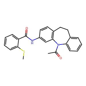N-(11-acetyl-5,6-dihydrobenzo[b][1]benzazepin-2-yl)-2-methylsulfanylbenzamide structure