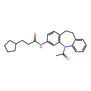 N-(11-acetyl-5,6-dihydrobenzo[b][1]benzazepin-2-yl)-3-cyclopentylpropanamide structure