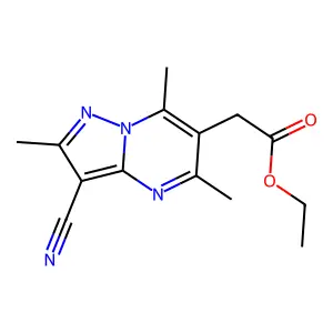Ethyl (3-cyano-2,5,7-trimethylpyrazolo[1,5-a]pyrimidin-6-yl)acetate structure