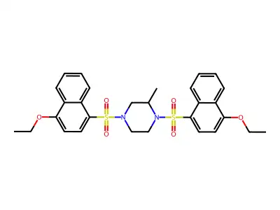 1,4-Bis[(4-ethoxynaphthalen-1-yl)sulfonyl]-2-methylpiperazine structure