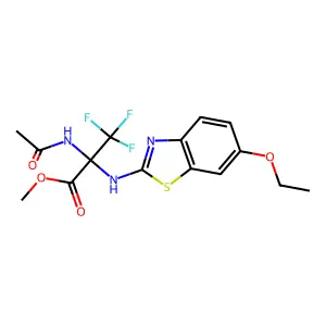 methyl 2-acetamido-2-[(6-ethoxy-1,3-benzothiazol-2-yl)amino]-3,3,3-trifluoropropanoate structure