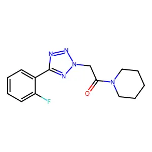 2-[5-(2-Fluoro-phenyl)-tetrazol-2-yl]-1-piperidin-1-yl-ethanone structure