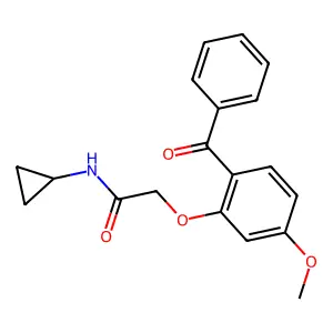2-(2-benzoyl-5-methoxyphenoxy)-N-cyclopropylacetamide structure