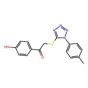 1-(4-Hydroxy-phenyl)-2-(1-p-tolyl-1H-tetrazol-5-ylsulfanyl)-ethanone structure