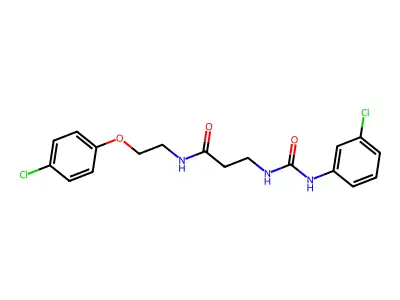 N-[2-(4-chlorophenoxy)ethyl]-3-[(3-chlorophenyl)carbamoylamino]propanamide structure