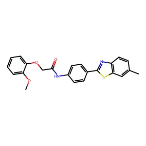 2-(2-methoxyphenoxy)-N-[4-(6-methyl-1,3-benzothiazol-2-yl)phenyl]acetamide structure