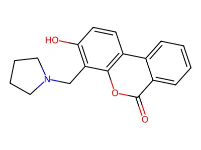 3-hydroxy-4-(1-pyrrolidinylmethyl)-6H-benzo[c]chromen-6-one structure