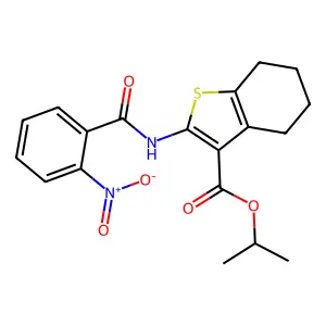 isopropyl 2-({2-nitrobenzoyl}amino)-4,5,6,7-tetrahydro-1-benzothiophene-3-carboxylate structure