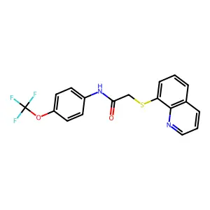 2-quinolin-8-ylsulfanyl-N-[4-(trifluoromethoxy)phenyl]acetamide structure