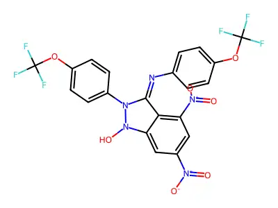 4,6-dinitro-N,2-bis[4-(trifluoromethoxy)phenyl]-2H-indazol-3-amine 1-oxide structure