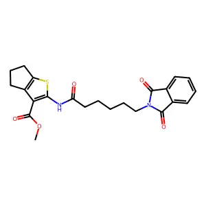 methyl 2-{[6-(1,3-dioxo-1,3-dihydro-2H-isoindol-2-yl)hexanoyl]amino}-5,6-dihydro-4H-cyclopenta[b]thiophene-3-carboxylate structure