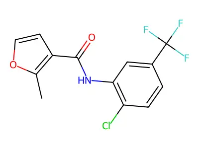 N-[2-chloro-5-(trifluoromethyl)phenyl]-2-methylfuran-3-carboxamide structure