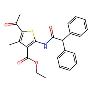 Ethyl 5-acetyl-2-[(diphenylacetyl)amino]-4-methylthiophene-3-carboxylate structure