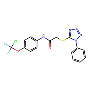 N-[4-[chloro(difluoro)methoxy]phenyl]-2-(1-phenyltetrazol-5-yl)sulfanylacetamide structure