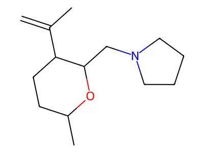 1-[(6-Methyl-3-prop-1-en-2-yloxan-2-yl)methyl]pyrrolidine structure