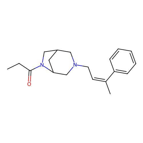 3,8-Diazabicyclo(3.2.1)octane, 3-(3-phenyl-3-butenyl)-8-propionyl structure