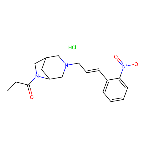 3,8-Diazabicyclo(3.2.1)octane, 3-(3-(o-nitrophenyl)allyl)-8-propionyl-, hydrochloride structure
