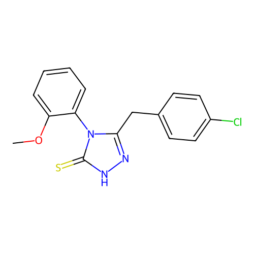 5-(4-chlorobenzyl)-4-(2-methoxyphenyl)-2,4-dihydro-3H-1,2,4-triazole-3-thione structure