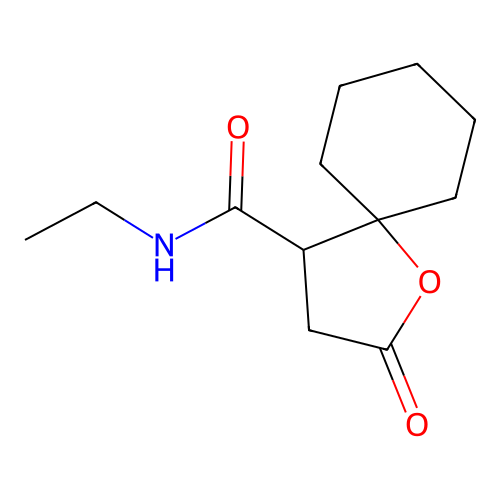 N-ethyl-2-oxo-1-oxaspiro[4.5]decane-4-carboxamide structure