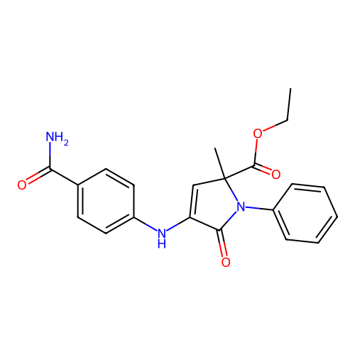 ethyl 4-(4-carbamoylanilino)-2-methyl-5-oxo-1-phenylpyrrole-2-carboxylate structure