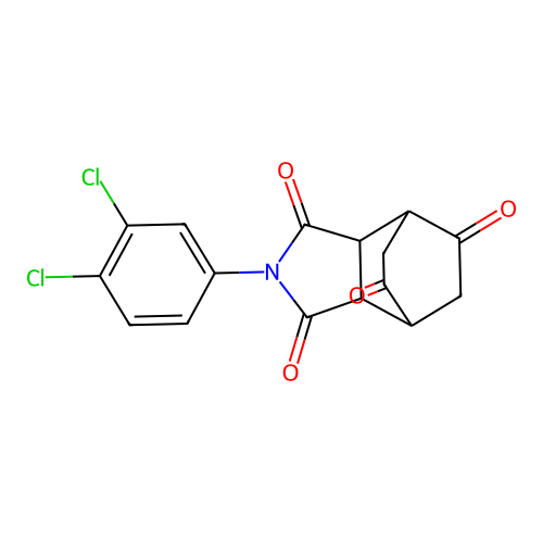2-(3,4-dichlorophenyl)tetrahydro-1H-4,7-ethanoisoindole-1,3,5,8(2H,4H)-tetrone structure