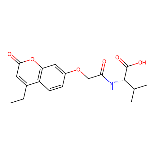 (S)-2-(2-((4-ethyl-2-oxo-2H-chromen-7-yl)oxy)acetamido)-3-methylbutanoic acid structure