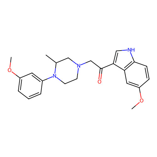 1-(5-methoxy-1H-indol-3-yl)-2-[4-(3-methoxyphenyl)-3-methylpiperazin-1-yl]ethanone structure
