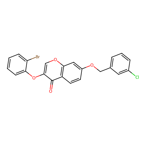 3-(2-Bromophenoxy)-7-[(3-chlorophenyl)methoxy]chromen-4-one structure