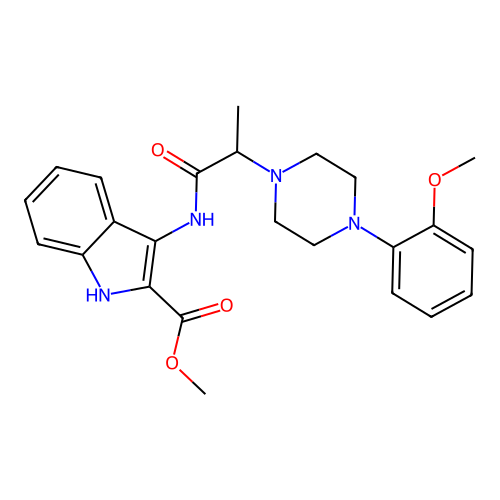 Methyl 3-[2-[4-(2-methoxyphenyl)piperazin-1-yl]propanoylamino]-1H-indole-2-carboxylate structure