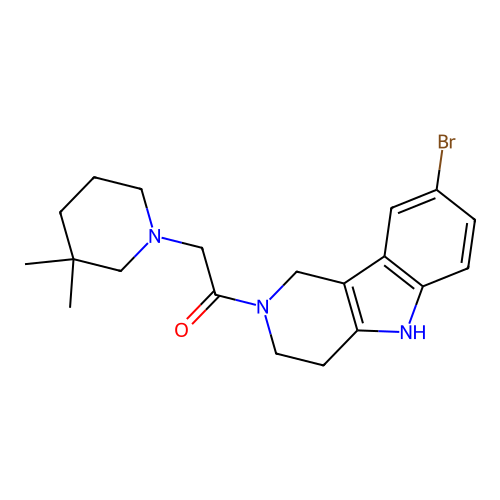 1-(8-bromo-1,3,4,5-tetrahydro-2H-pyrido[4,3-b]indol-2-yl)-2-(3,3-dimethylpiperidin-1-yl)ethanone structure