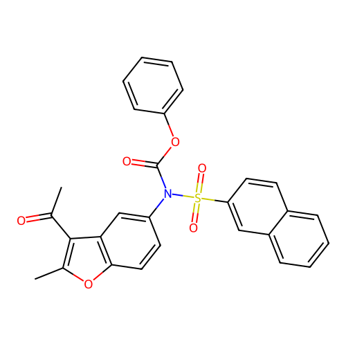 Phenyl (3-acetyl-2-methylbenzofuran-5-yl)(naphthalen-2-ylsulfonyl)carbamate structure