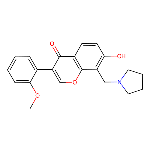 7-hydroxy-3-(2-methoxyphenyl)-8-(pyrrolidin-1-ylmethyl)-4H-chromen-4-one structure