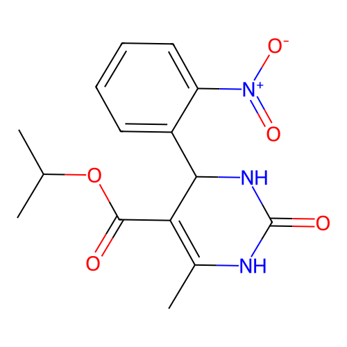 isopropyl 6-methyl-4-(2-nitrophenyl)-2-oxo-1,2,3,4-tetrahydropyrimidine-5-carboxylate structure