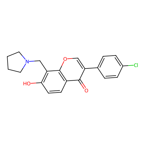 3-(4-chlorophenyl)-7-hydroxy-8-(pyrrolidin-1-ylmethyl)-4H-chromen-4-one structure