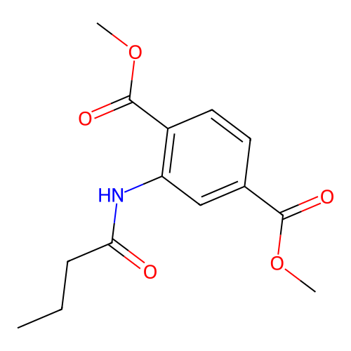Dimethyl 2-(butanoylamino)benzene-1,4-dicarboxylate structure