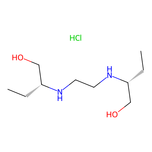 (2R,2'R)-2,2'-(ethane-1,2-diylbis(azanediyl))bis(butan-1-ol) hydrochloride structure