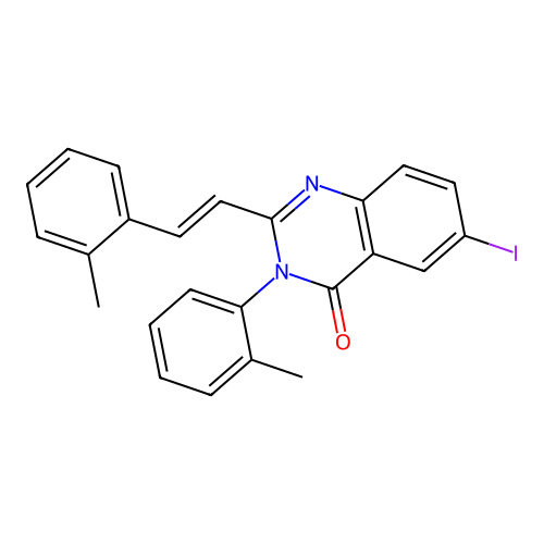 6-iodo-3-(2-methylphenyl)-2-[(E)-2-(2-methylphenyl)ethenyl]quinazolin-4-one structure