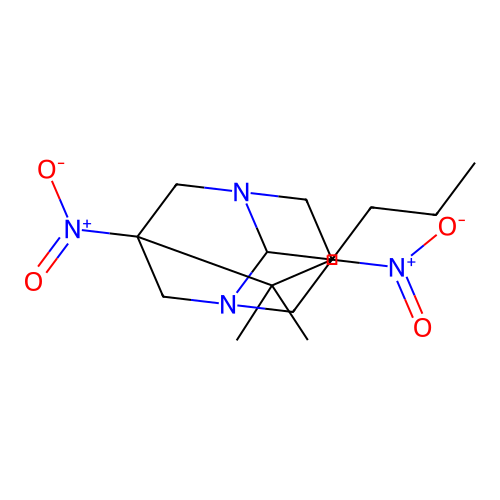 2-Butyl-6,6-dimethyl-5,7-dinitro-1,3-diazatricyclo[3.3.1.1~3,7~]decane structure