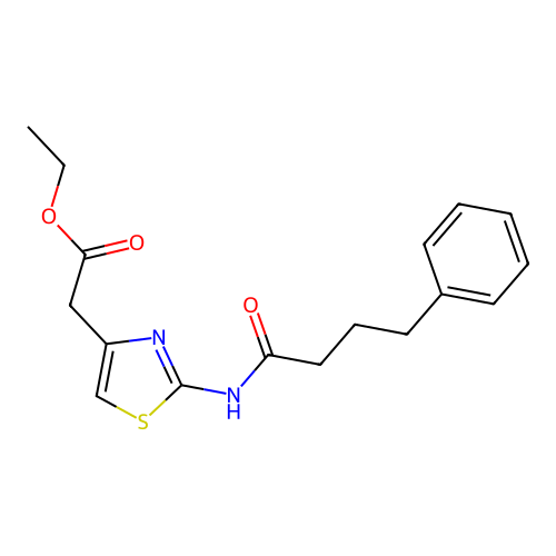 Ethyl 2-[2-(4-phenylbutanoylamino)-1,3-thiazol-4-yl]acetate structure