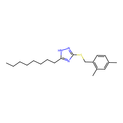 5-[(2,4-dimethylbenzyl)sulfanyl]-3-octyl-1H-1,2,4-triazole structure