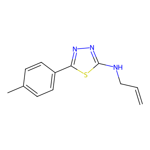 5-(4-methylphenyl)-N-(prop-2-en-1-yl)-1,3,4-thiadiazol-2-amine structure