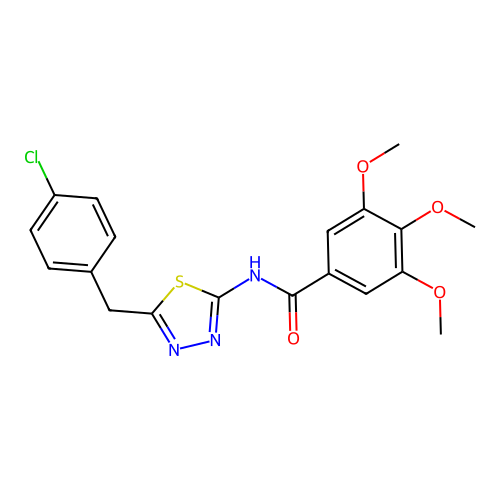 N-(5-(4-chlorobenzyl)-1,3,4-thiadiazol-2-yl)-3,4,5-trimethoxybenzamide structure