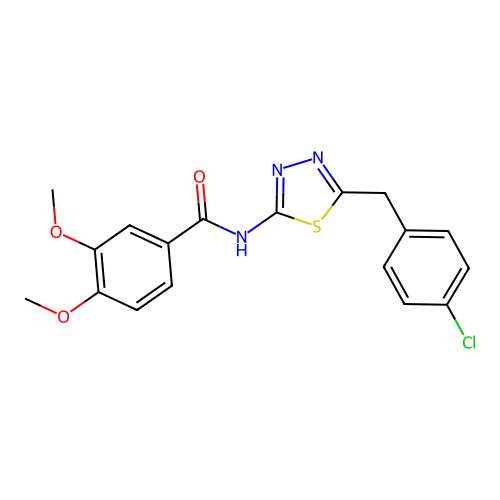 N-(5-(4-chlorobenzyl)-1,3,4-thiadiazol-2-yl)-3,4-dimethoxybenzamide structure