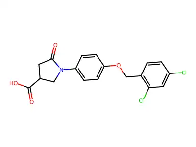 1-{4-[(2,4-Dichlorophenyl)methoxy]phenyl}-5-oxopyrrolidine-3-carboxylic acid structure