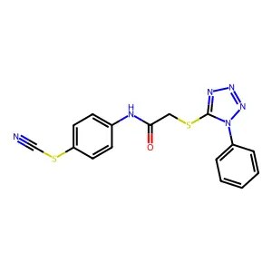 [4-[[2-(1-Phenyltetrazol-5-yl)sulfanylacetyl]amino]phenyl] thiocyanate structure