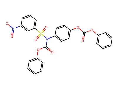 Phenyl (3-nitrophenyl)sulfonyl(4-((phenoxycarbonyl)oxy)phenyl)carbamate structure